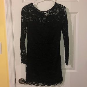 black lace long-sleeved dress